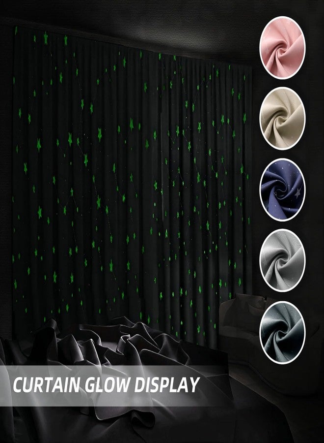 TMLTCOR Blackout Curtains for Bedroom,Navy Blue Curtains for Living Room,Glow in The Dark Blackout Curtains Room Darkening Curtains 84 inch Curtains,52 in Wide Curtains,2 Panels Set,Star - Image 2